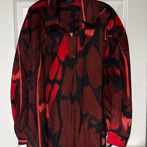 RACHEL Rachel Roy Red and Black Men's Casual Shirt